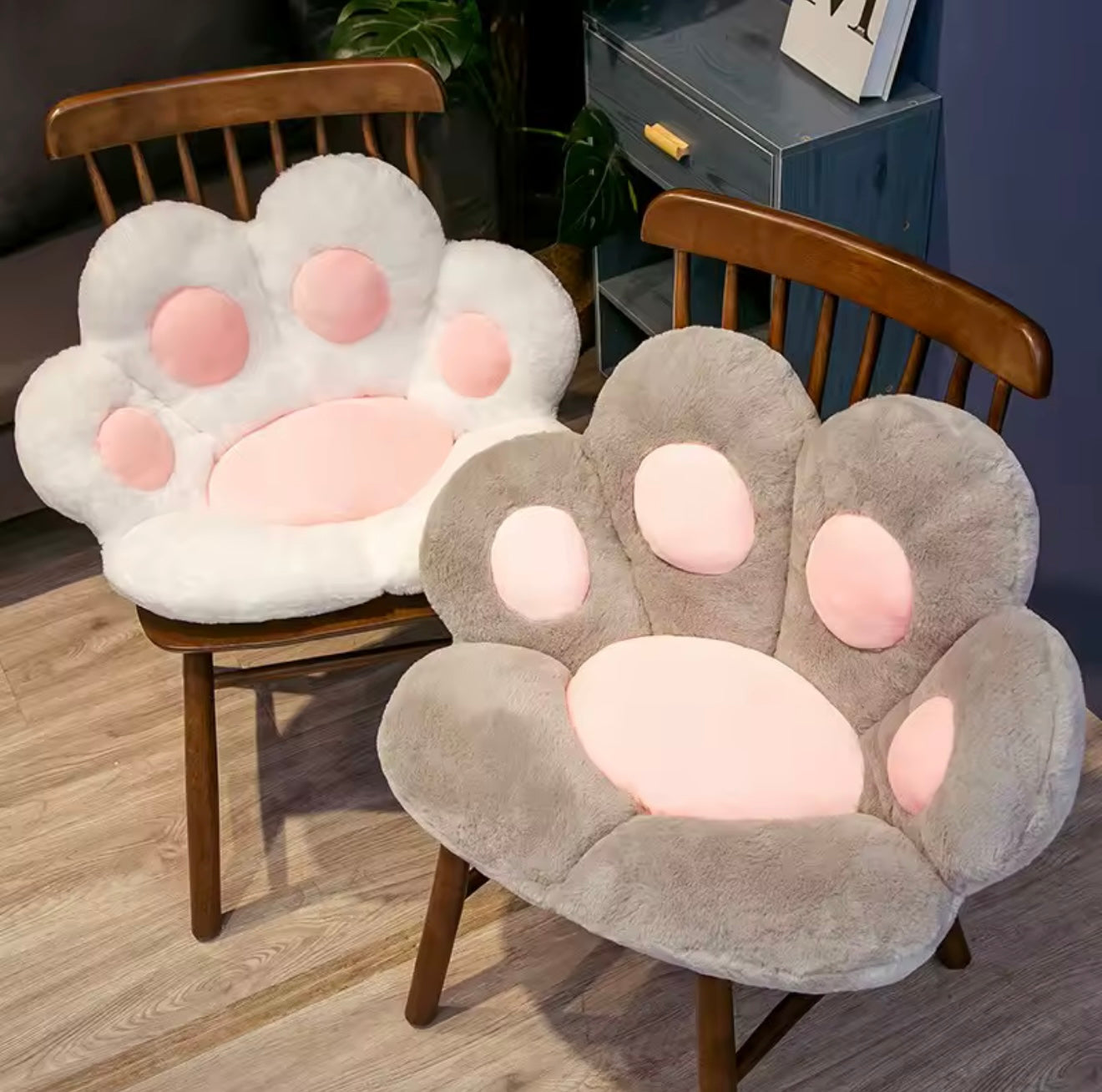 Kissen Pfote 🐾 Weiß/Grau/Rosa